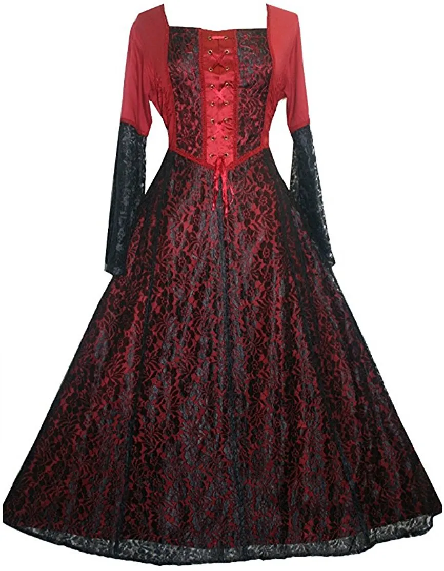 004 DR Roman Net Overlay Two Tone Corset Renaissance Dress Gown