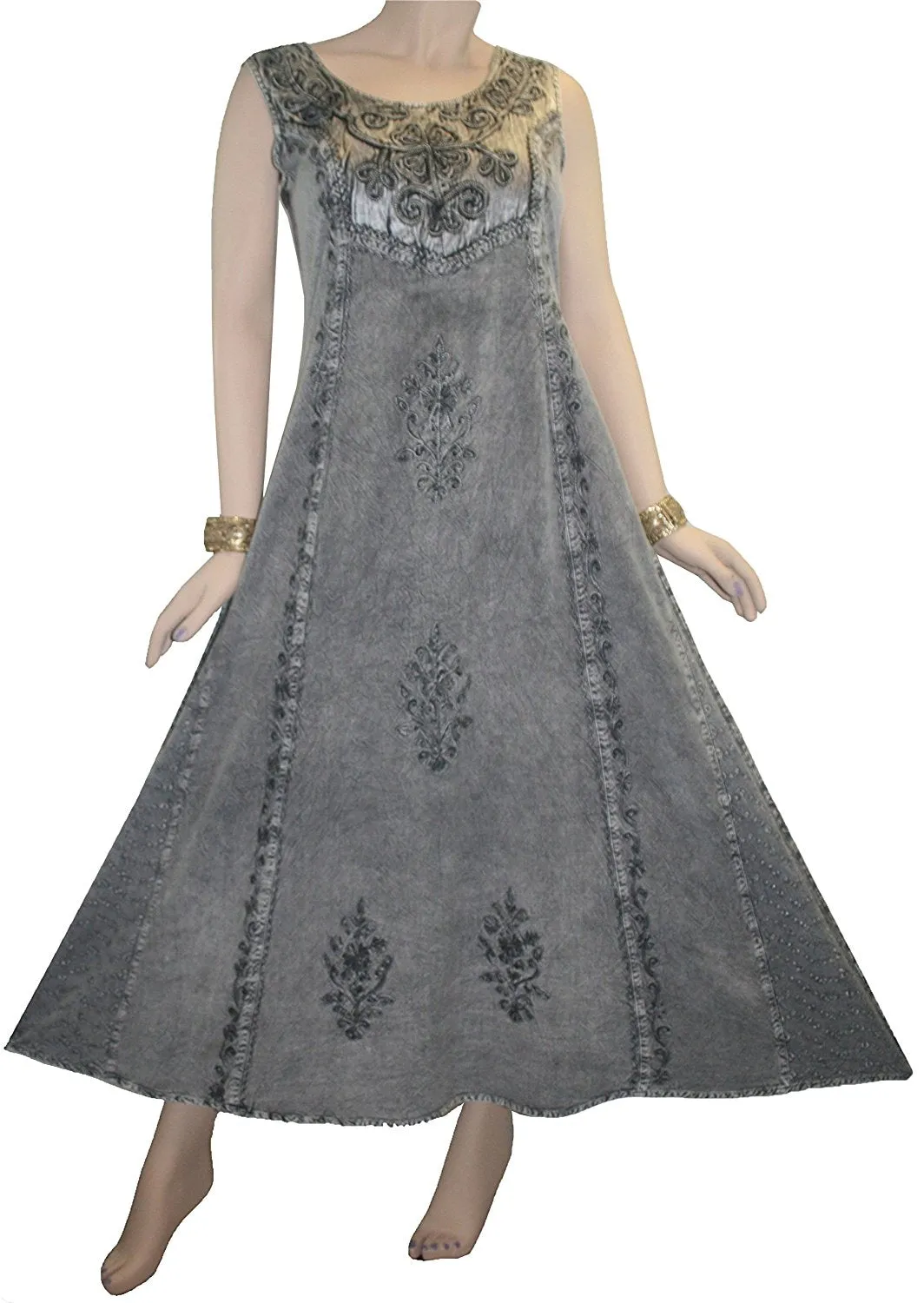 1004 DR Roman Victorian Sleeveless Embroidered Summer Dress