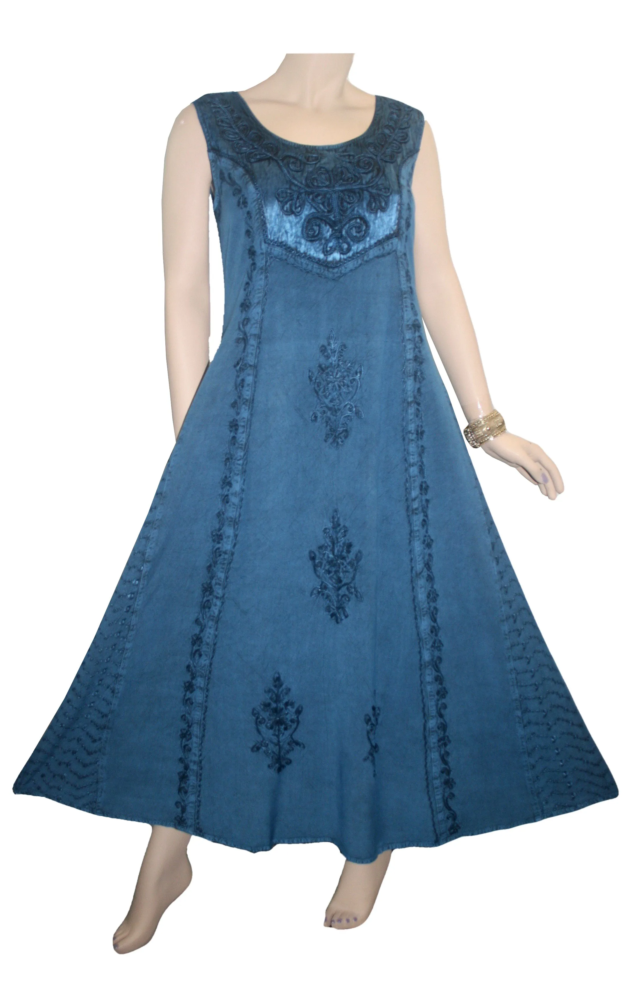 1004 DR Roman Victorian Sleeveless Embroidered Summer Dress