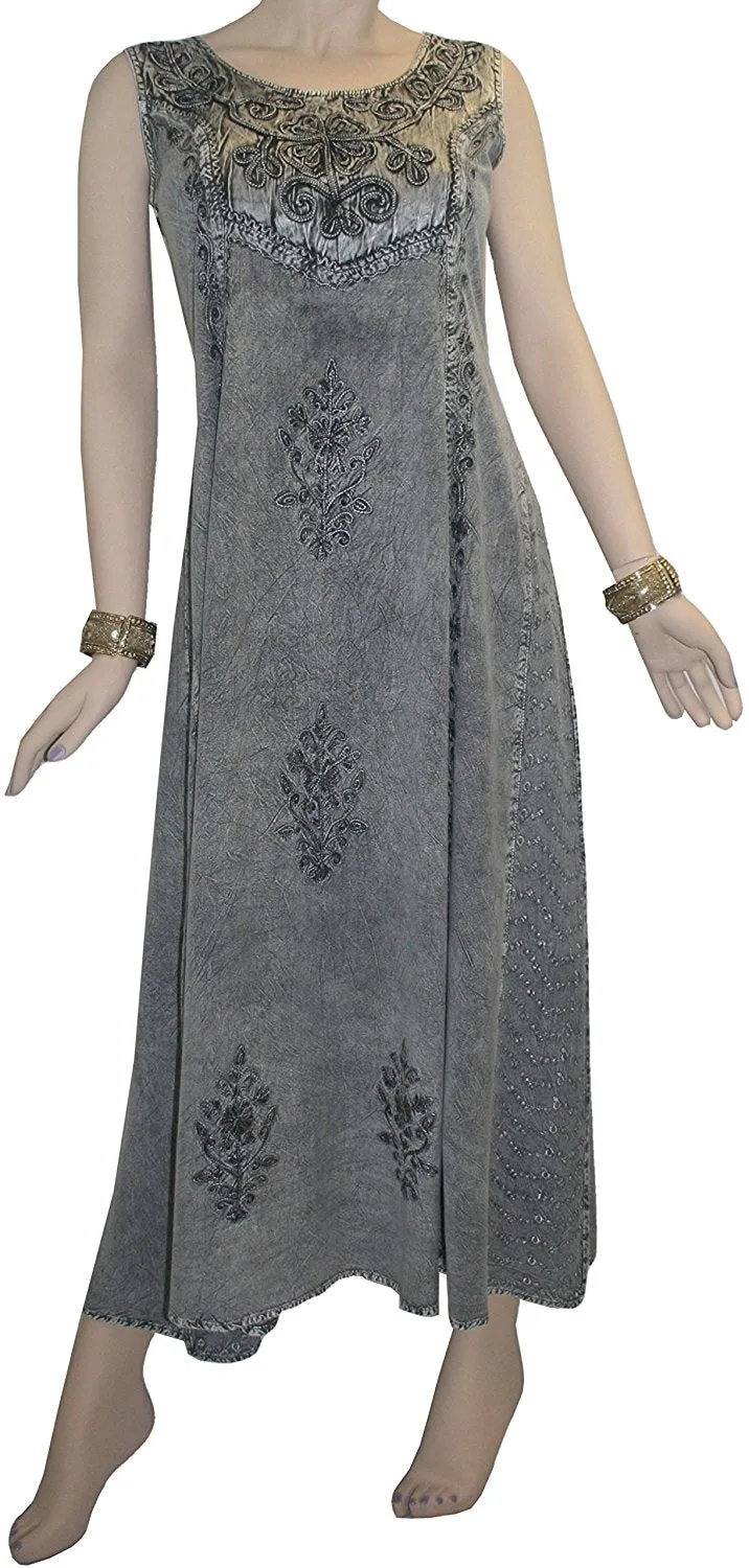 1004 DR Roman Victorian Sleeveless Embroidered Summer Dress