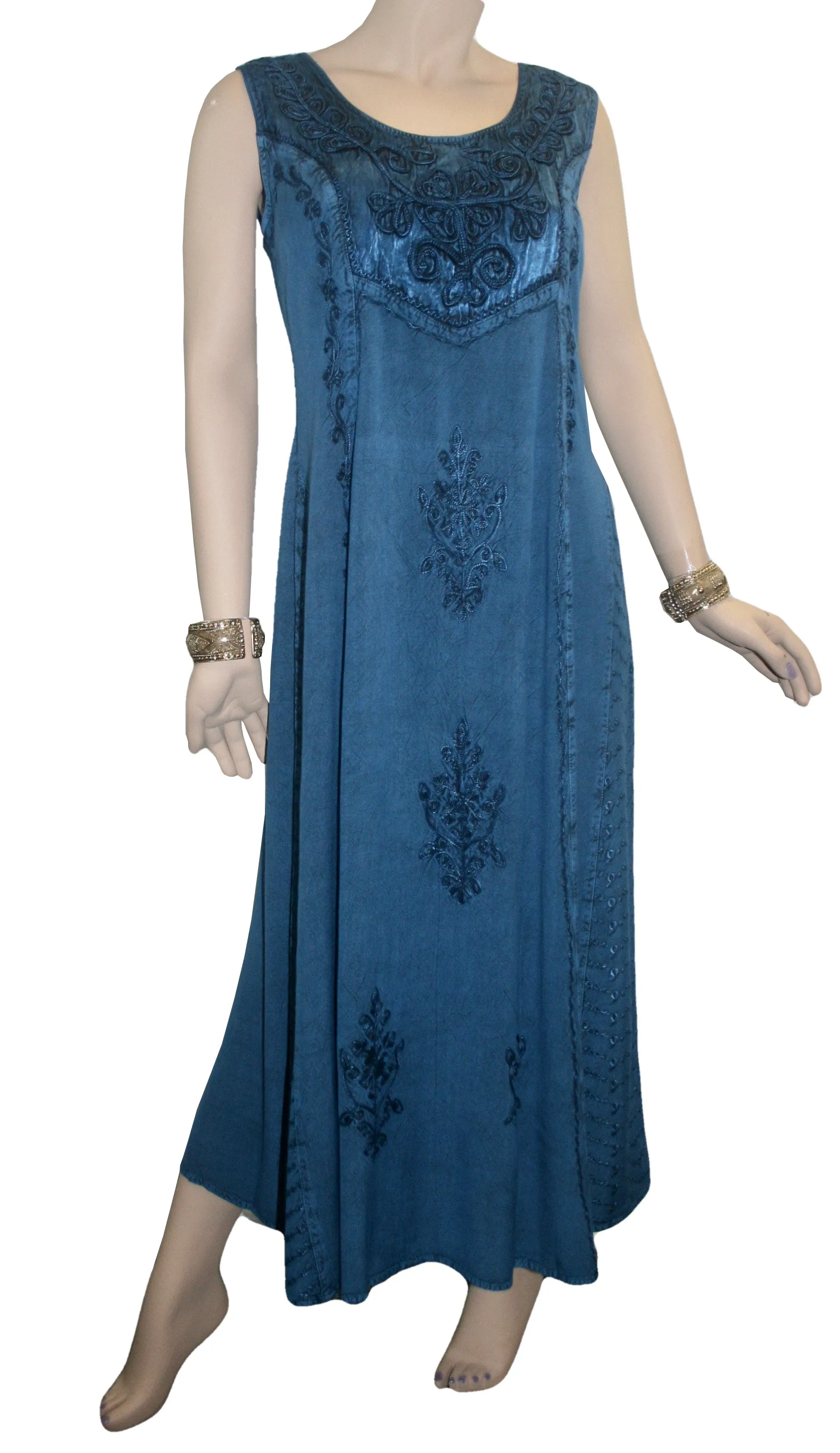 1004 DR Roman Victorian Sleeveless Embroidered Summer Dress