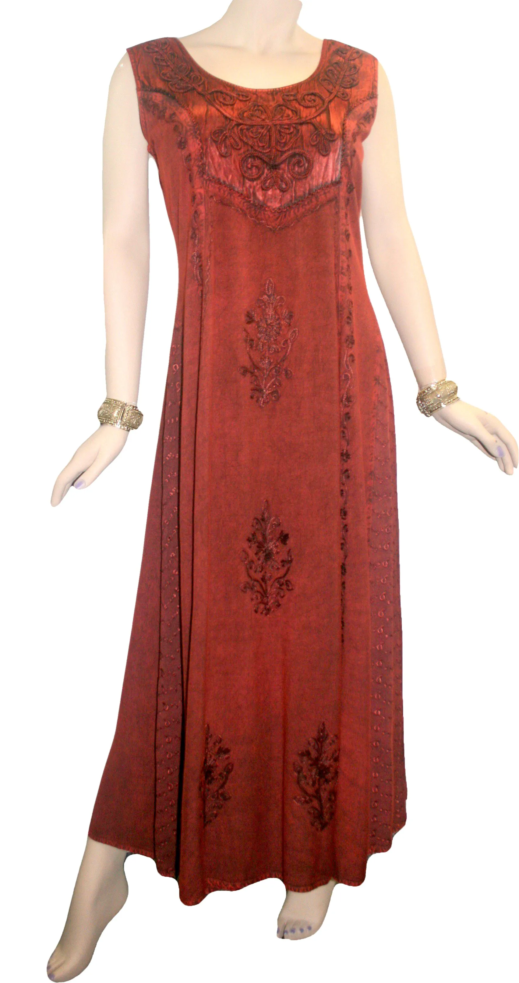 1004 DR Roman Victorian Sleeveless Embroidered Summer Dress