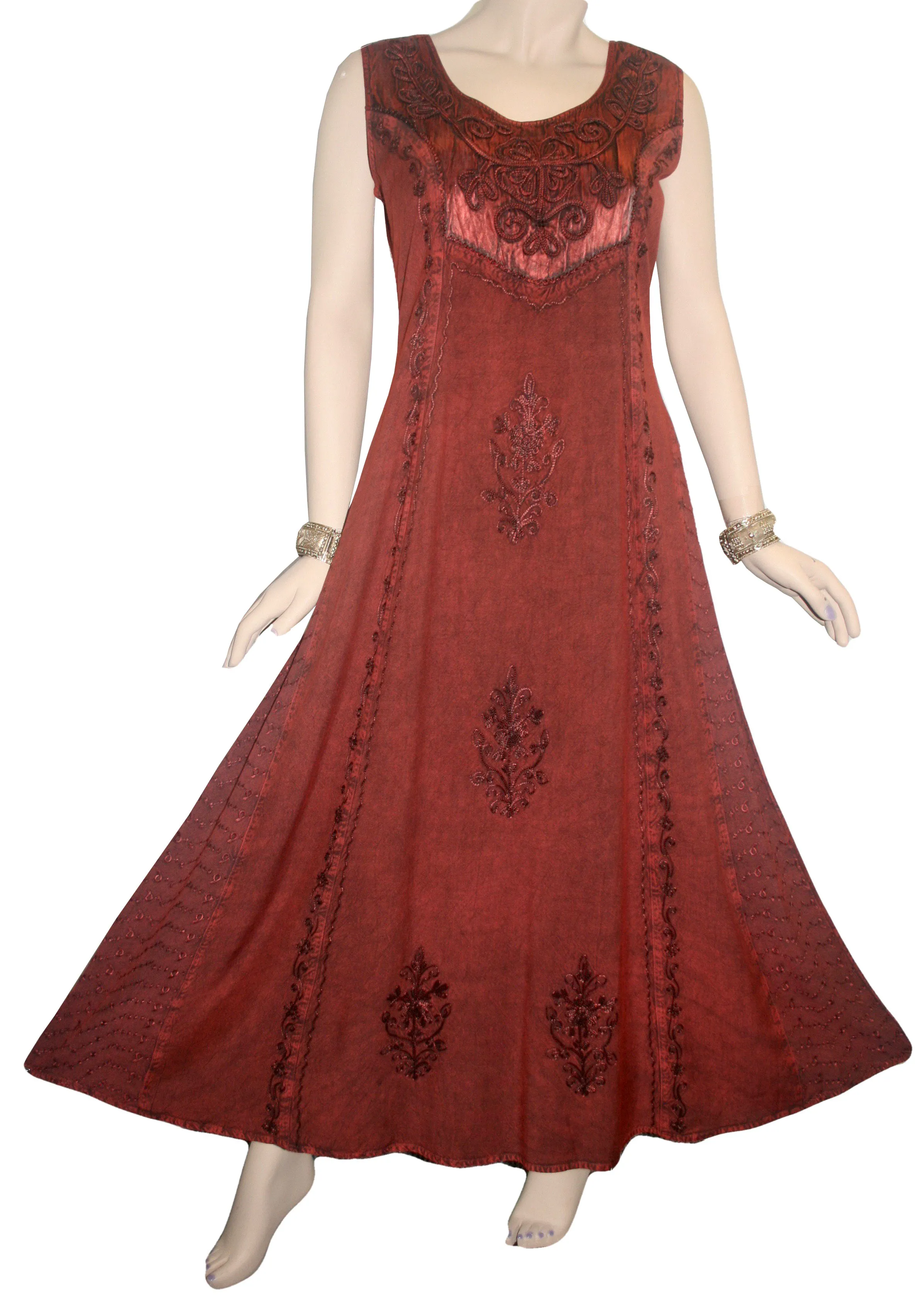 1004 DR Roman Victorian Sleeveless Embroidered Summer Dress