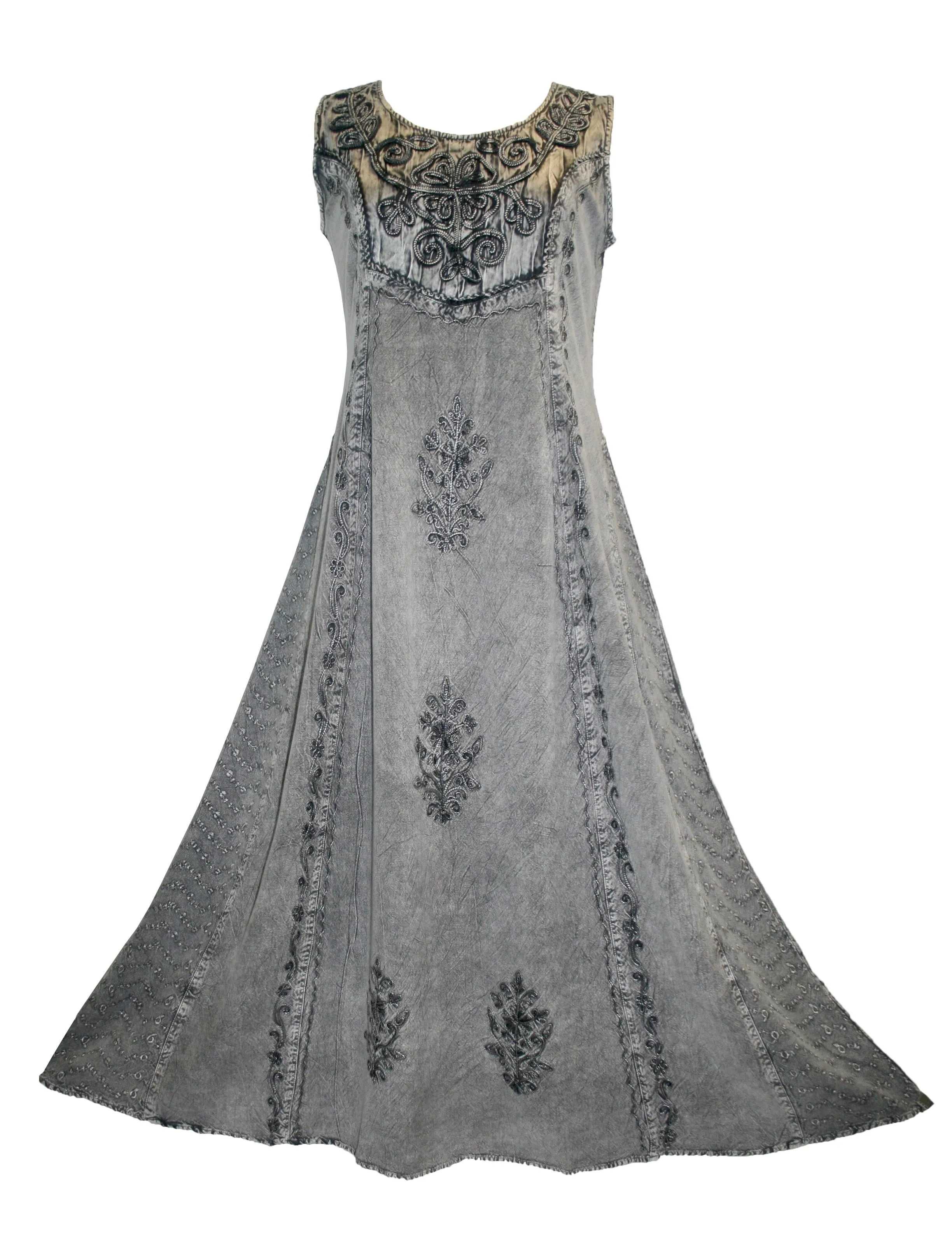 1004 DR Roman Victorian Sleeveless Embroidered Summer Dress