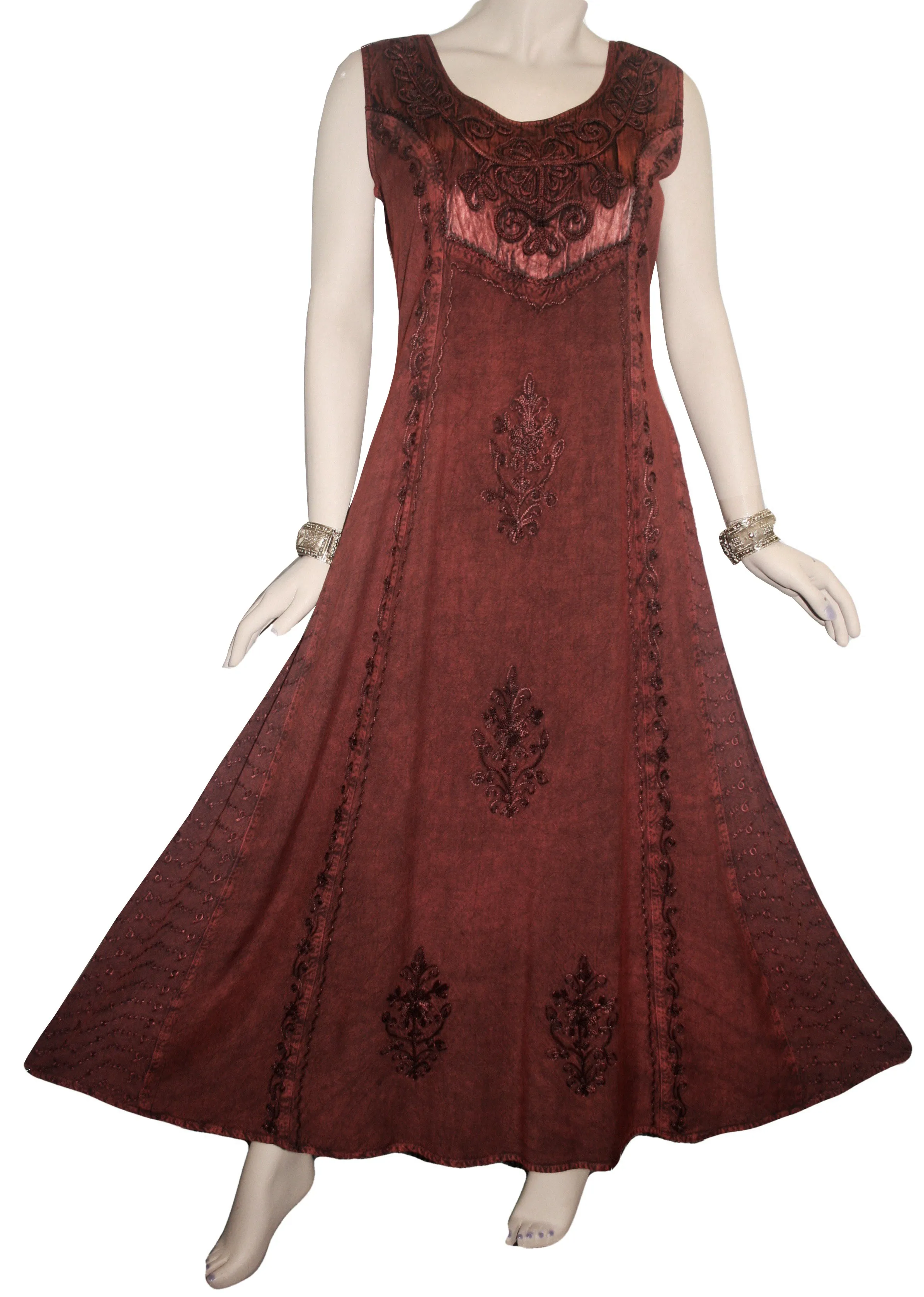 1004 DR Roman Victorian Sleeveless Embroidered Summer Dress