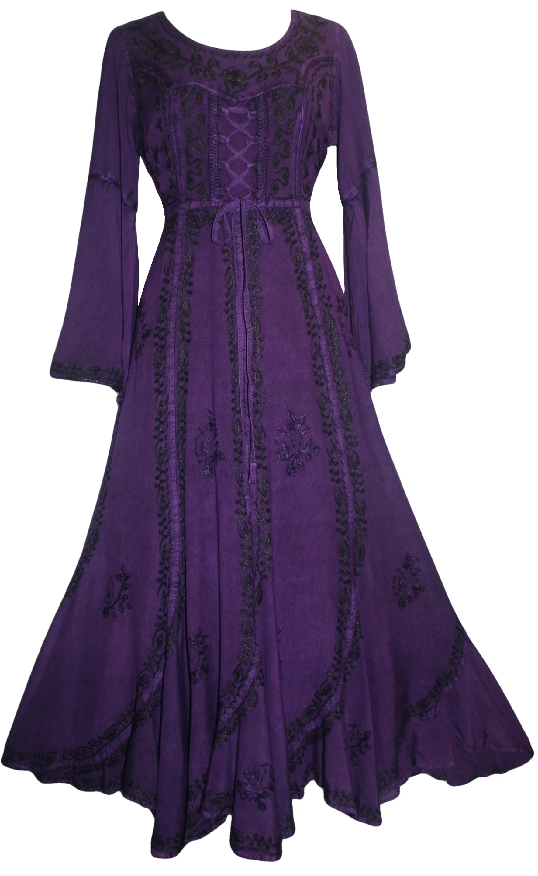205 DR Renaissance Bell Sleeve Corset Scalloped Hem Dress Gown