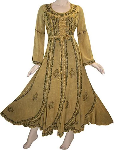 205 DR Renaissance Bell Sleeve Corset Scalloped Hem Dress Gown