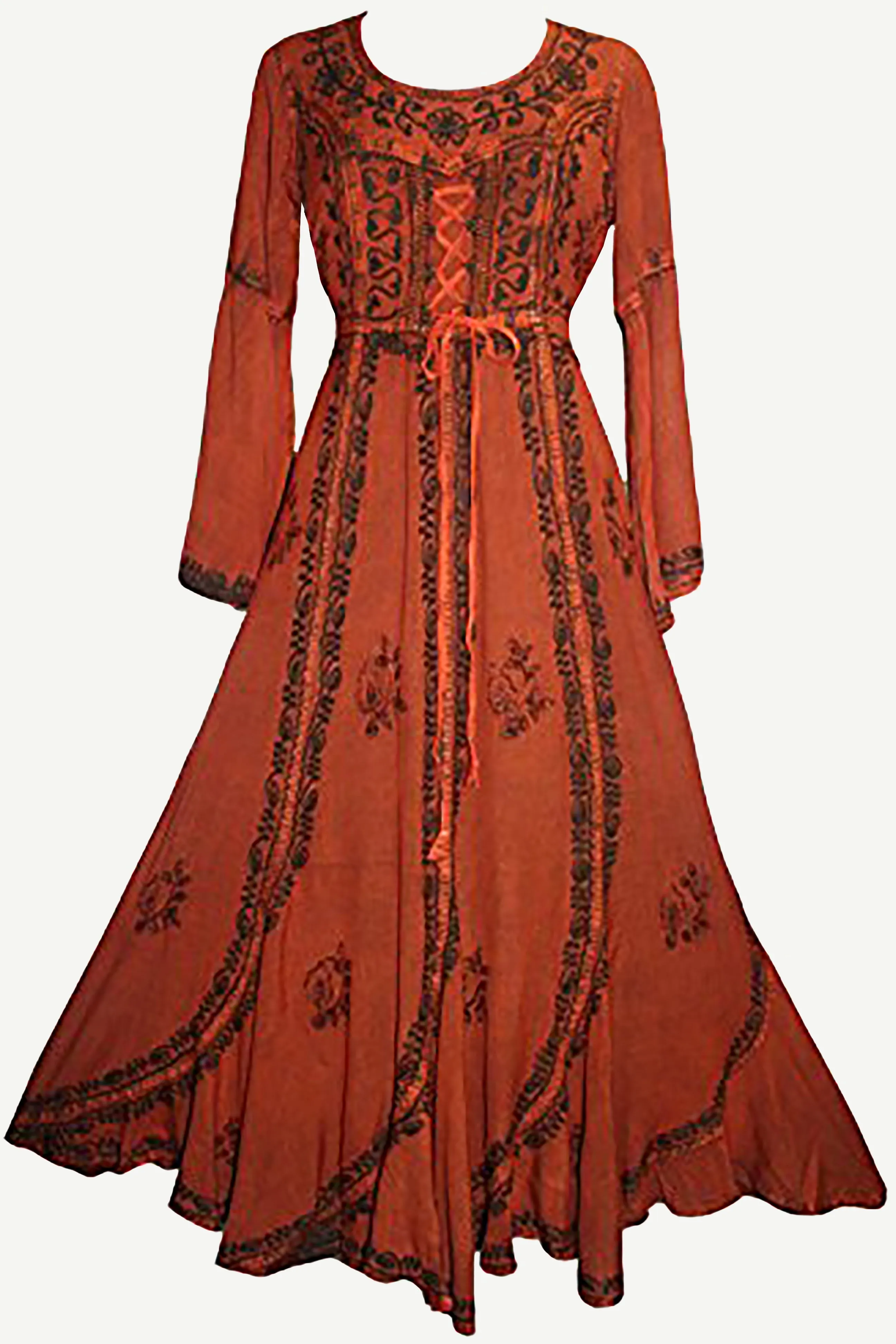 205 DR Renaissance Bell Sleeve Corset Scalloped Hem Dress Gown