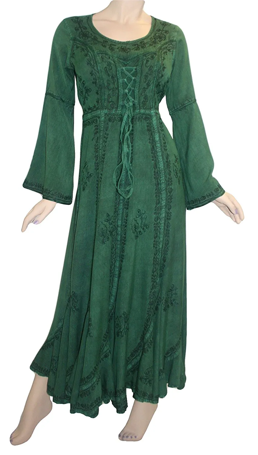 205 DR Renaissance Bell Sleeve Corset Scalloped Hem Dress Gown