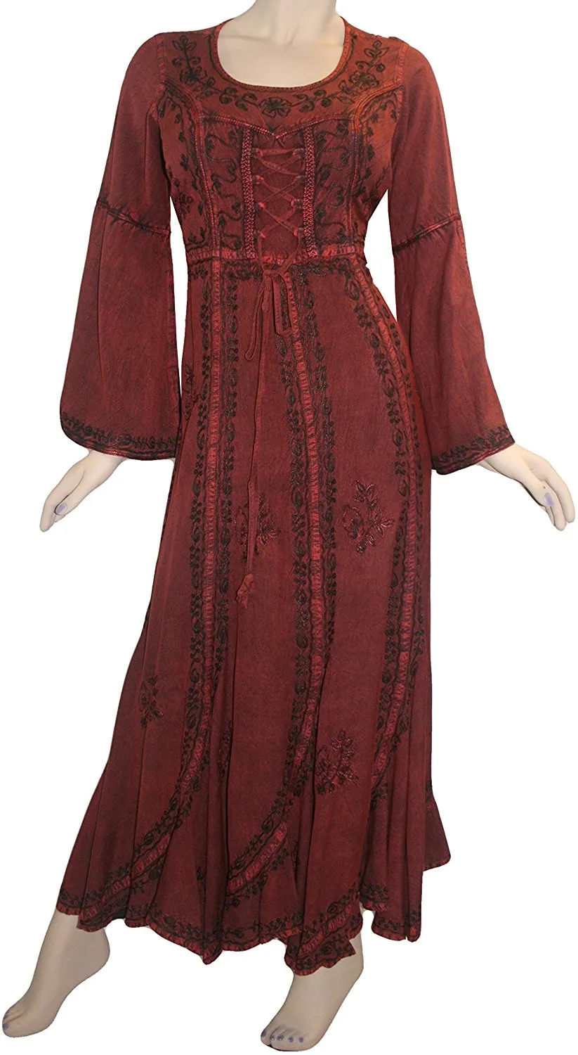 205 DR Renaissance Bell Sleeve Corset Scalloped Hem Dress Gown
