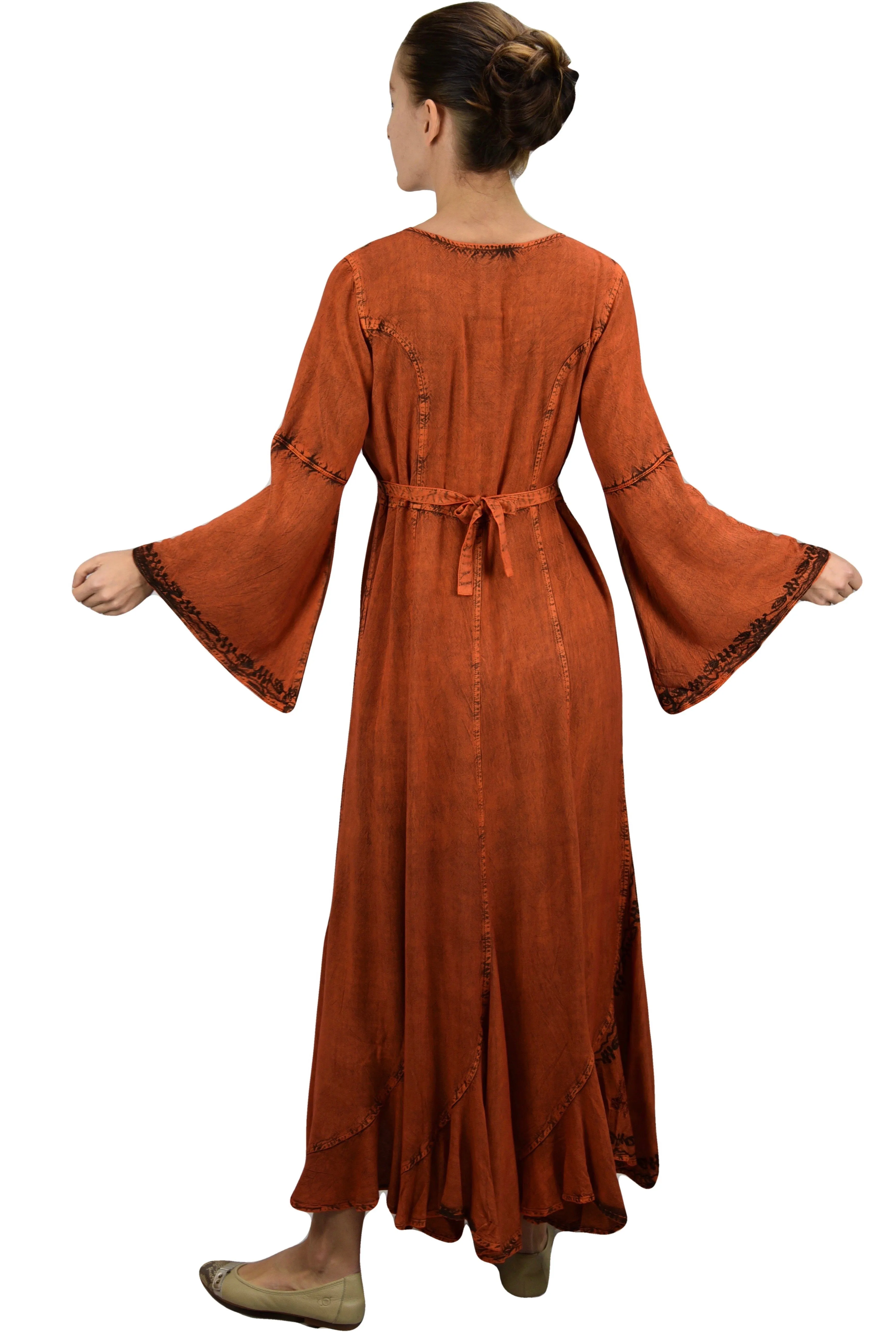 205 DR Renaissance Bell Sleeve Corset Scalloped Hem Dress Gown