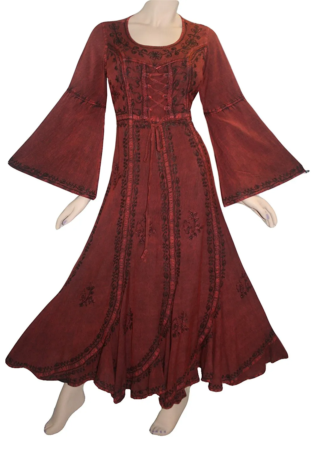 205 DR Renaissance Bell Sleeve Corset Scalloped Hem Dress Gown