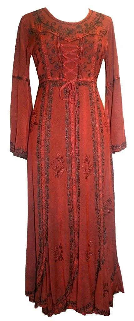 205 DR Renaissance Bell Sleeve Corset Scalloped Hem Dress Gown