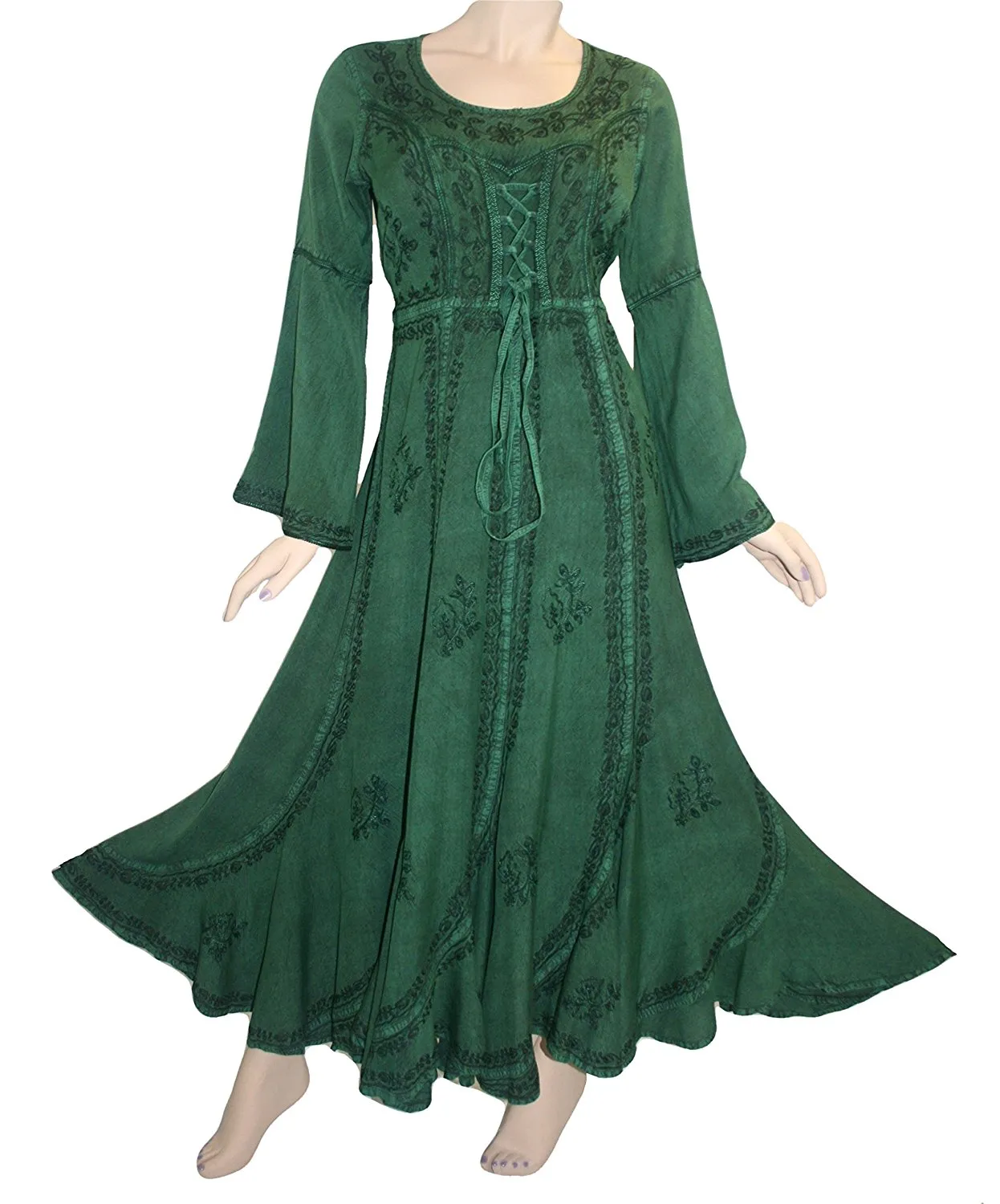 205 DR Renaissance Bell Sleeve Corset Scalloped Hem Dress Gown