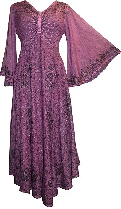 206 DR Sweet Empire Diamond Neck Butterfly Bell Sleeve Mid Calf Dress