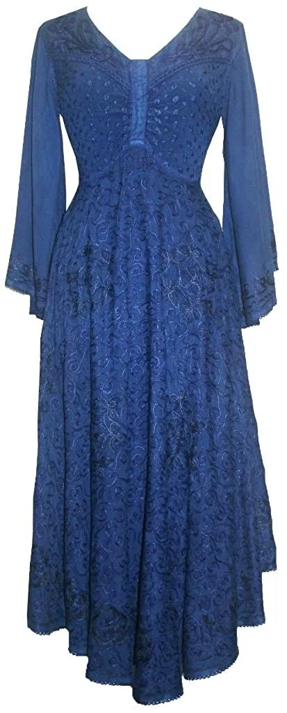 206 DR Sweet Empire Diamond Neck Butterfly Bell Sleeve Mid Calf Dress