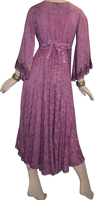 206 DR Sweet Empire Diamond Neck Butterfly Bell Sleeve Mid Calf Dress