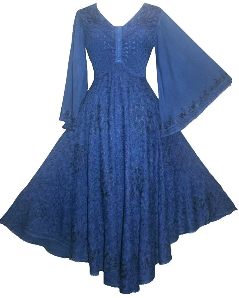 206 DR Sweet Empire Diamond Neck Butterfly Bell Sleeve Mid Calf Dress