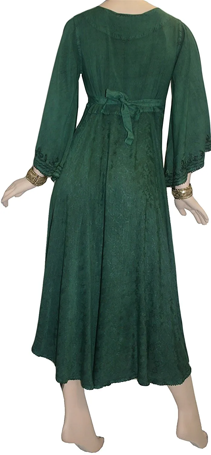 206 DR Sweet Empire Diamond Neck Butterfly Bell Sleeve Mid Calf Dress