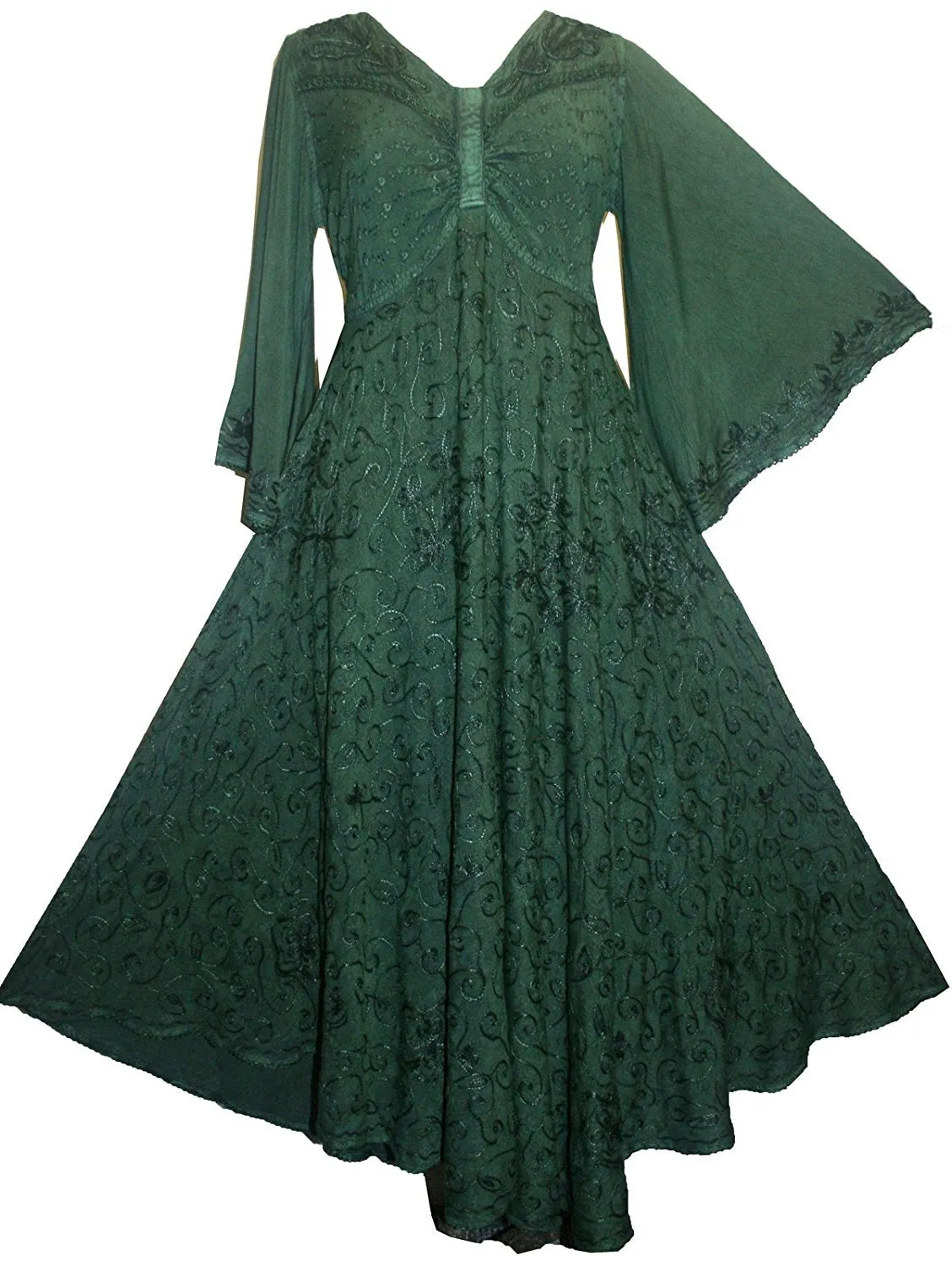 206 DR Sweet Empire Diamond Neck Butterfly Bell Sleeve Mid Calf Dress