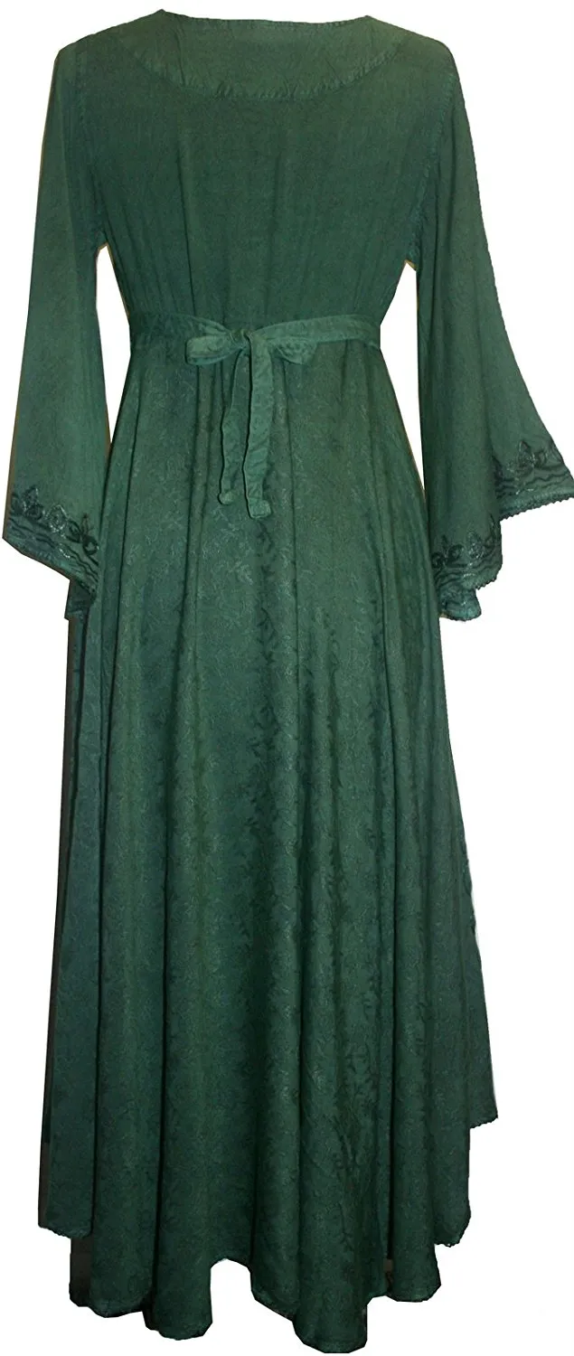 206 DR Sweet Empire Diamond Neck Butterfly Bell Sleeve Mid Calf Dress