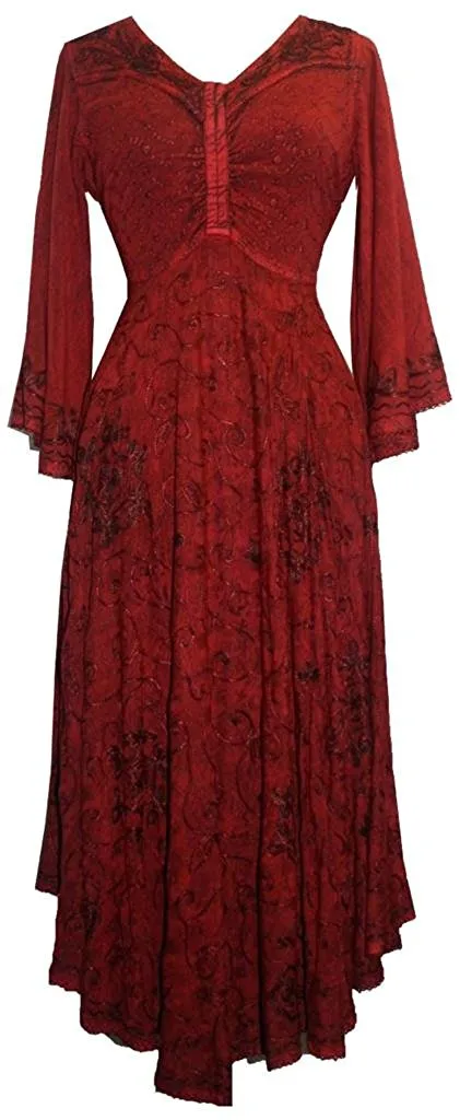 206 DR Sweet Empire Diamond Neck Butterfly Bell Sleeve Mid Calf Dress