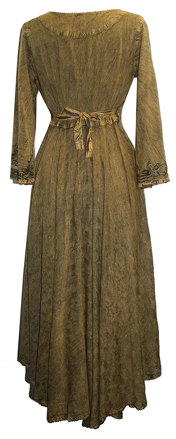 206 DR Sweet Empire Diamond Neck Butterfly Bell Sleeve Mid Calf Dress
