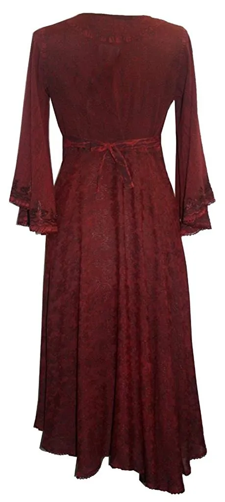 207 DR Sweet Empire Butterfly Embroidered Bell Sleeve Mid Calf Dress