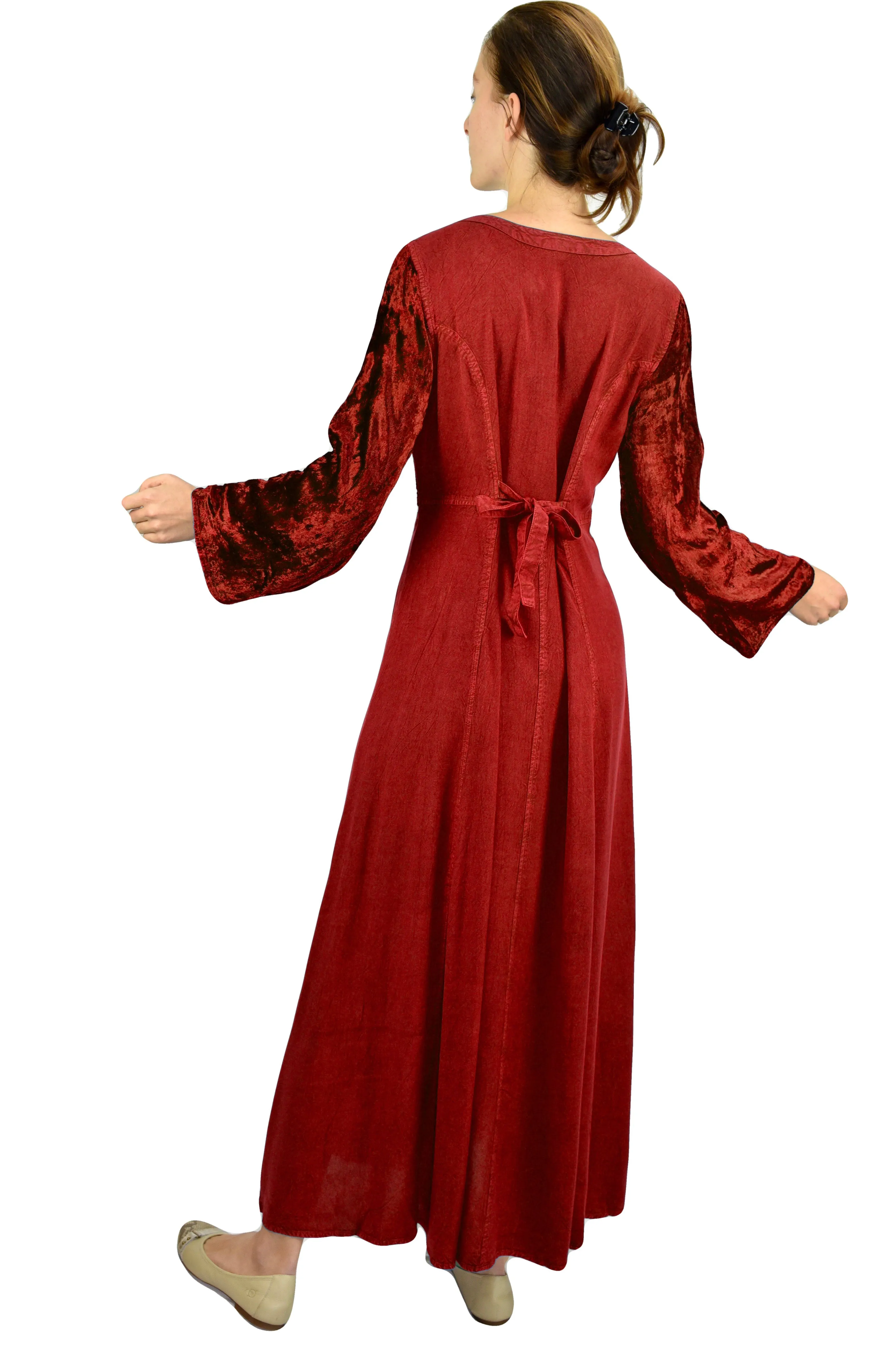 210 DR Diamond Neck Gothic Velvet Corset Embroidered Dress Gown