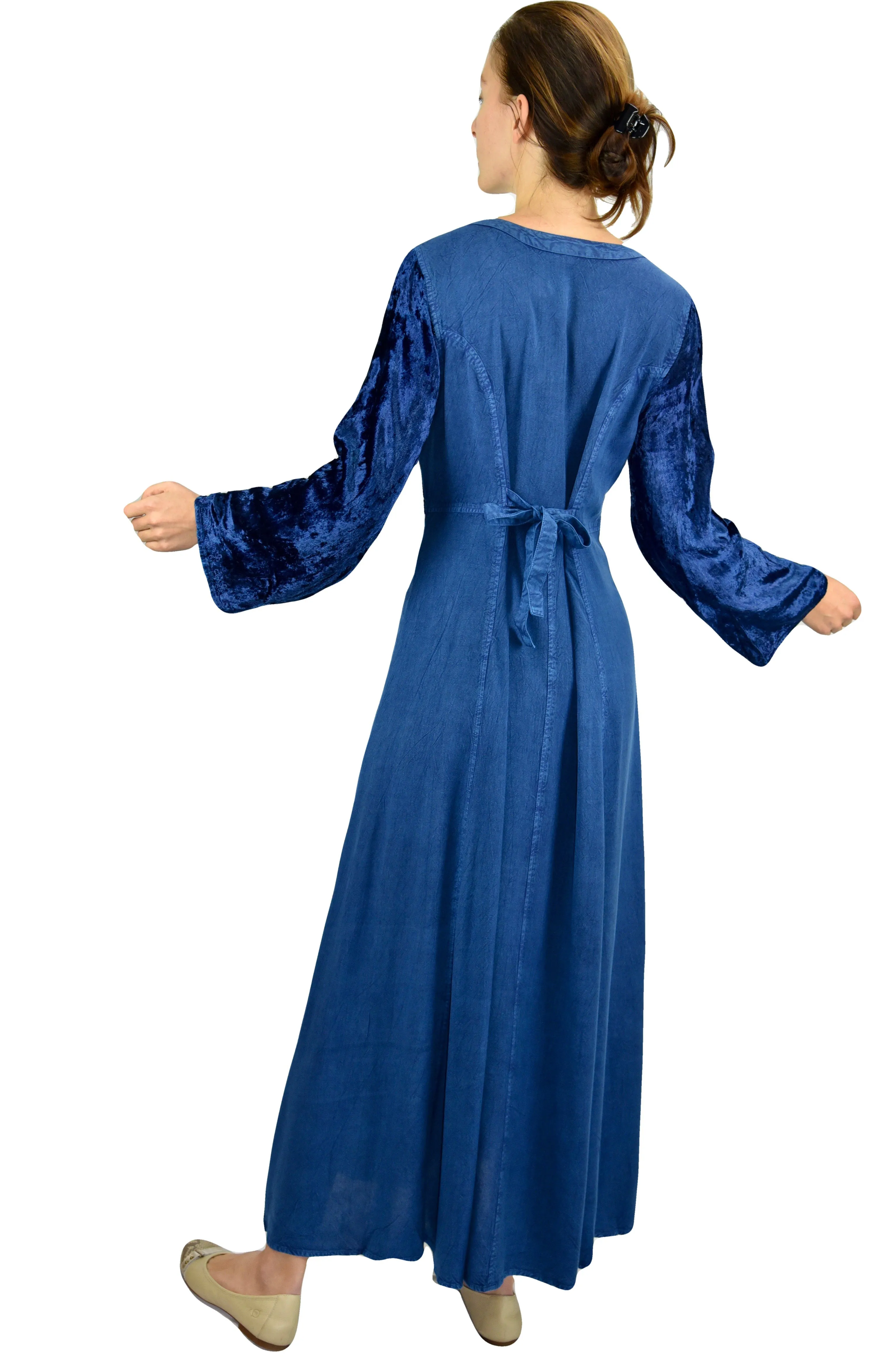 210 DR Diamond Neck Gothic Velvet Corset Embroidered Dress Gown