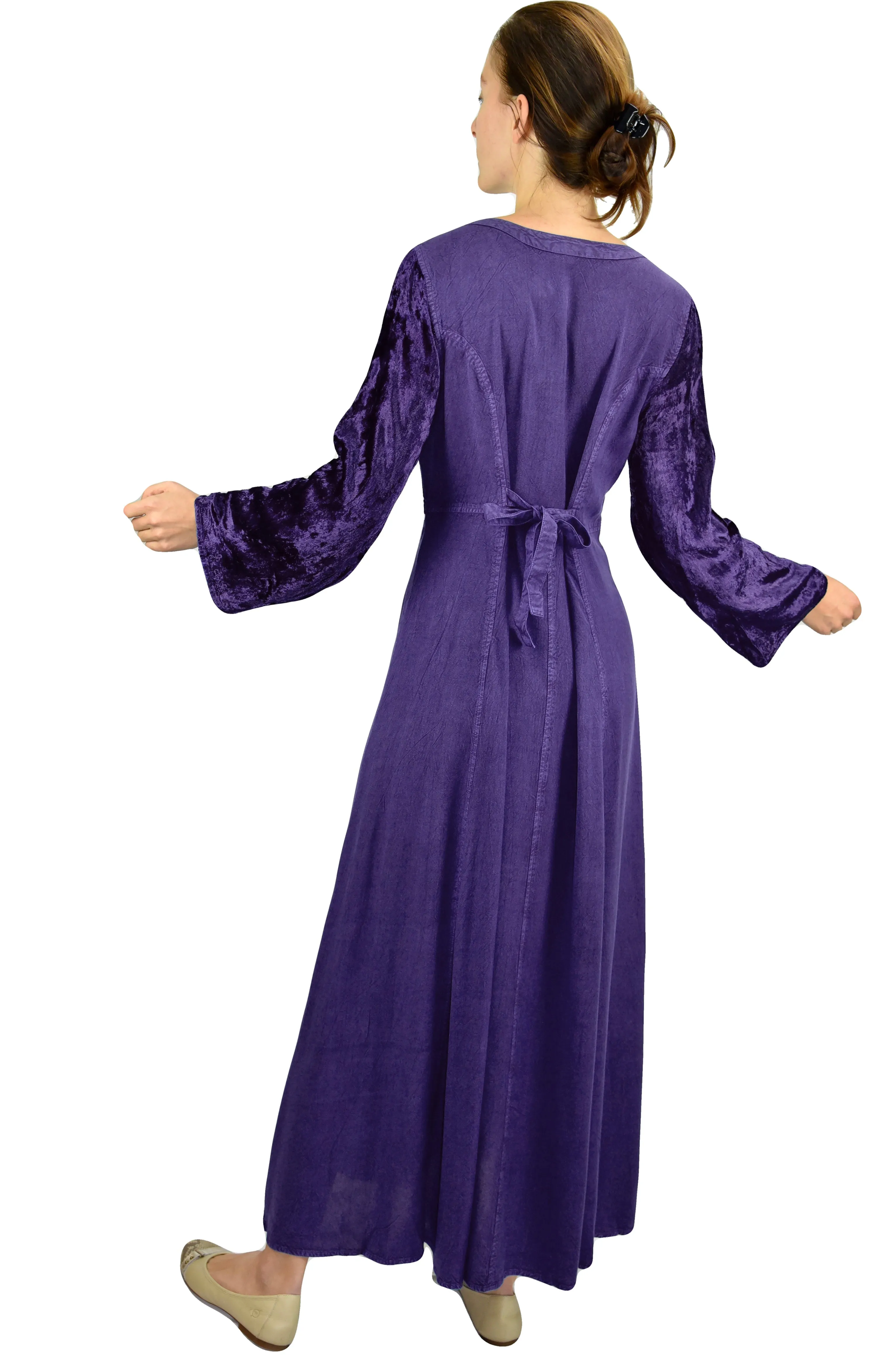 210 DR Diamond Neck Gothic Velvet Corset Embroidered Dress Gown