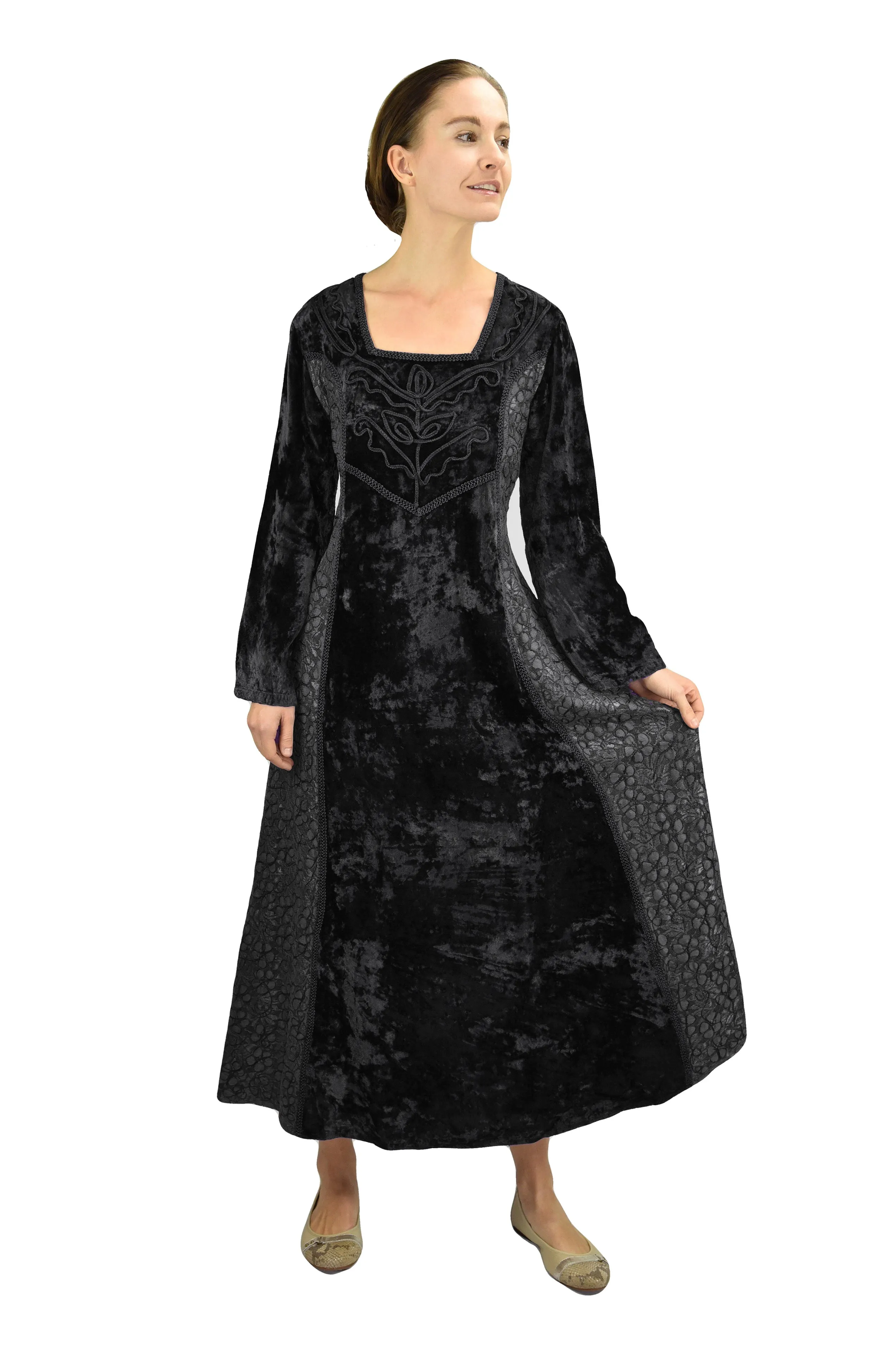 401 DR Rich Roman Medieval Wedding Long Velvet Dress Gown