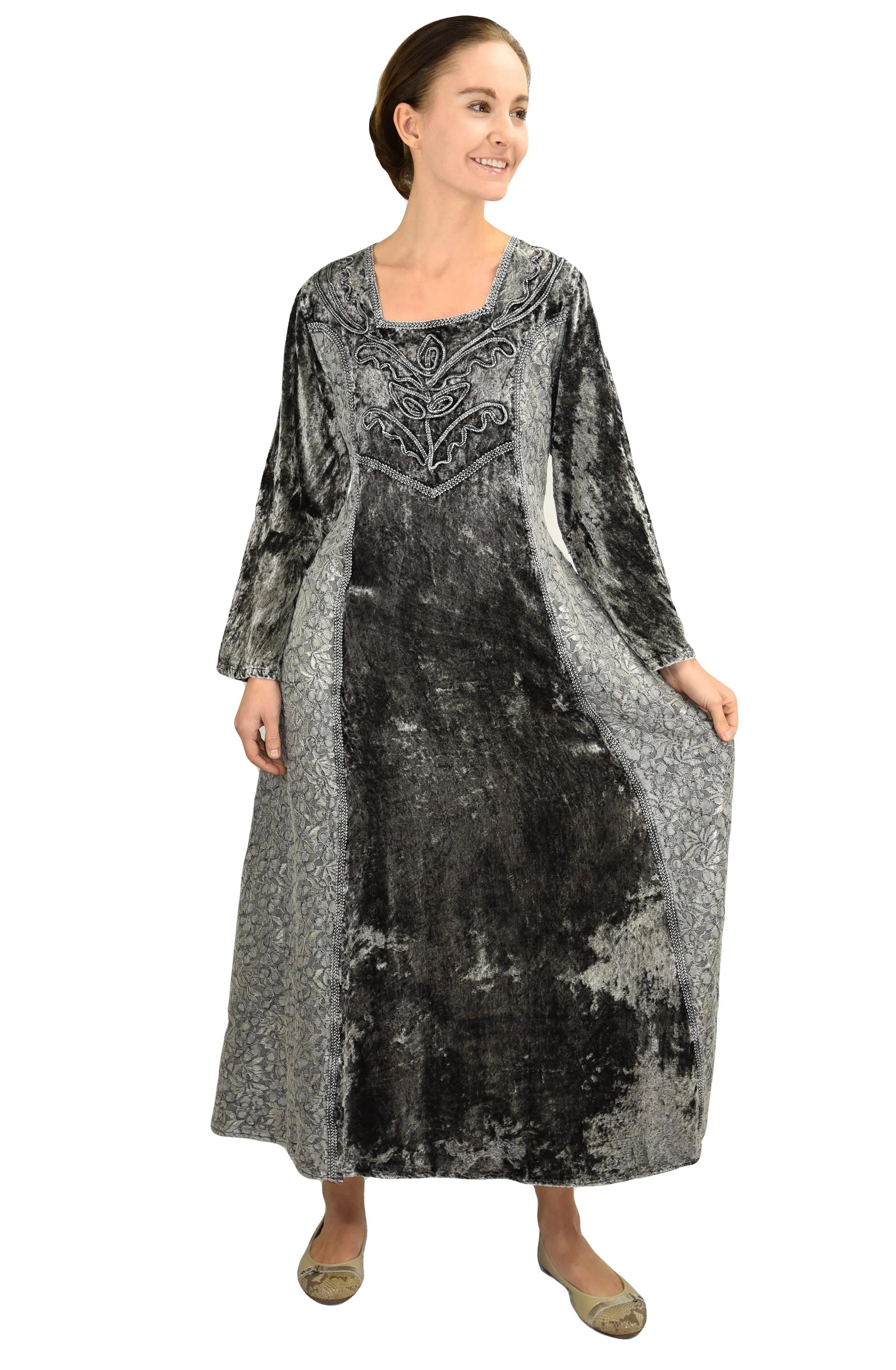 401 DR Rich Roman Medieval Wedding Long Velvet Dress Gown
