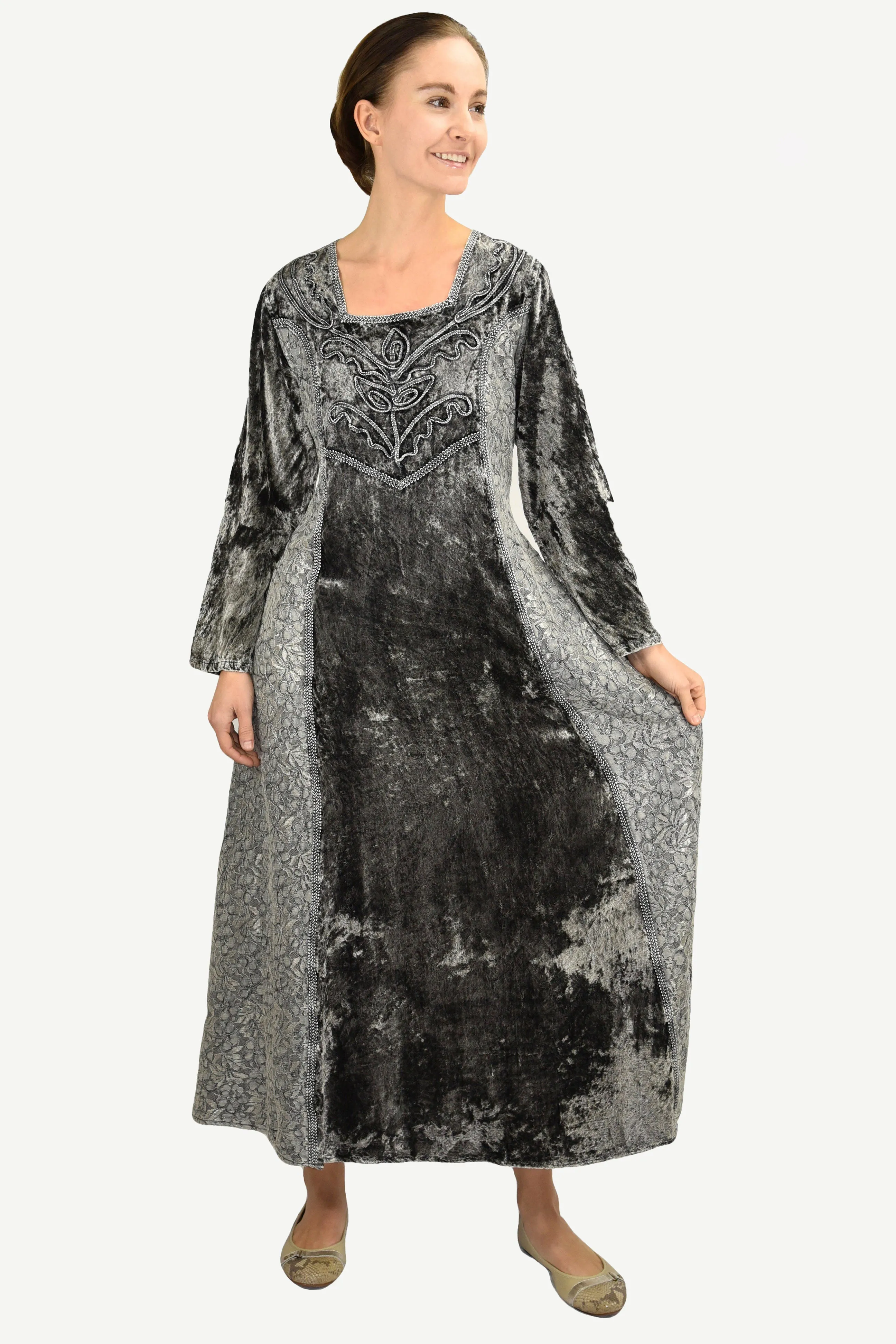 401 DR Rich Roman Medieval Wedding Long Velvet Dress Gown
