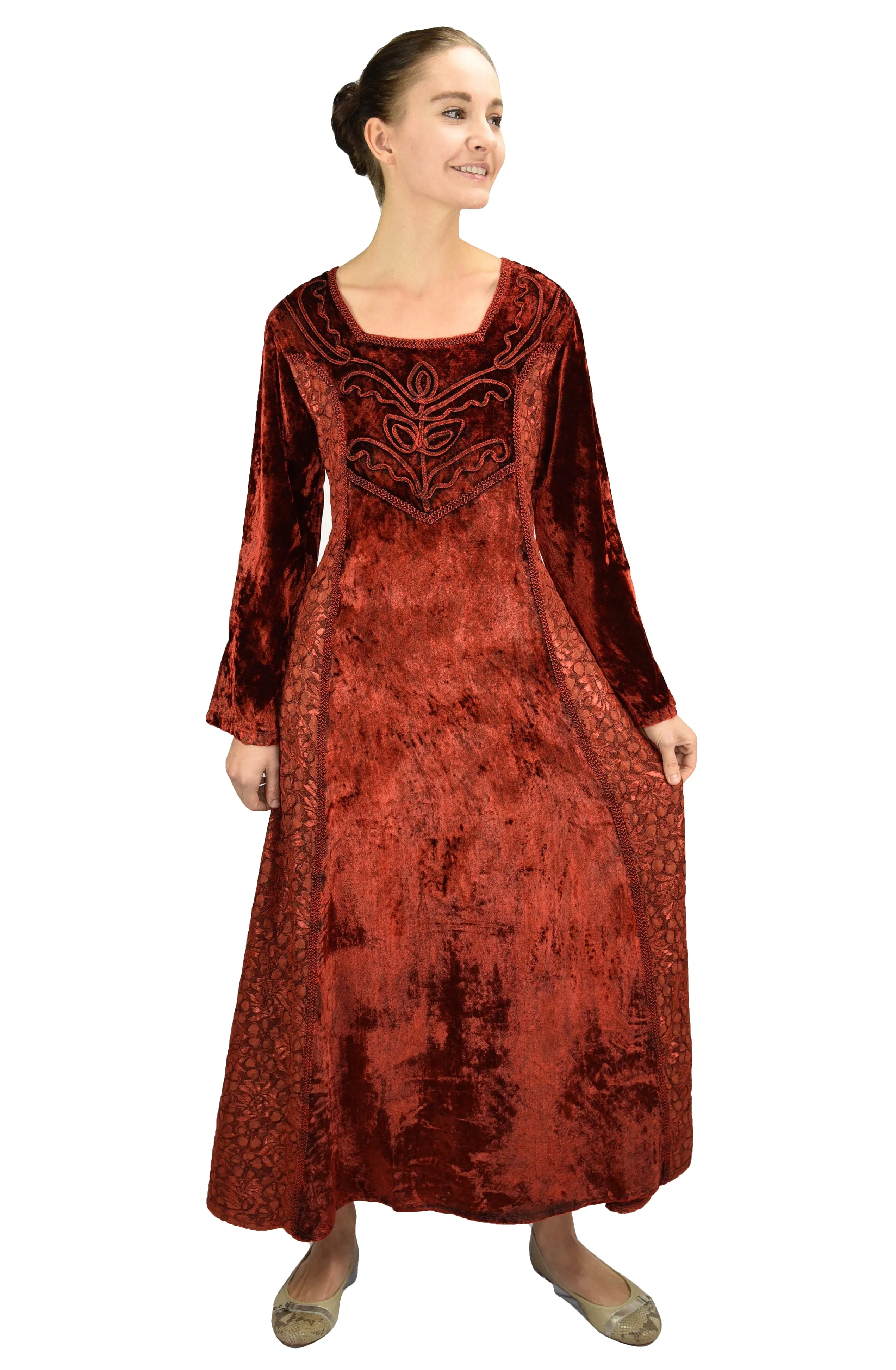 401 DR Rich Roman Medieval Wedding Long Velvet Dress Gown