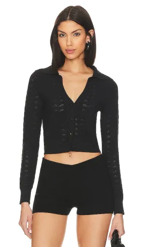 525 Cara Cropped Cardigan in Black