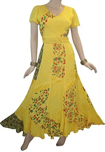 592 DR Scalloped Hem Printed Crape Mega Sleeve Long Dress