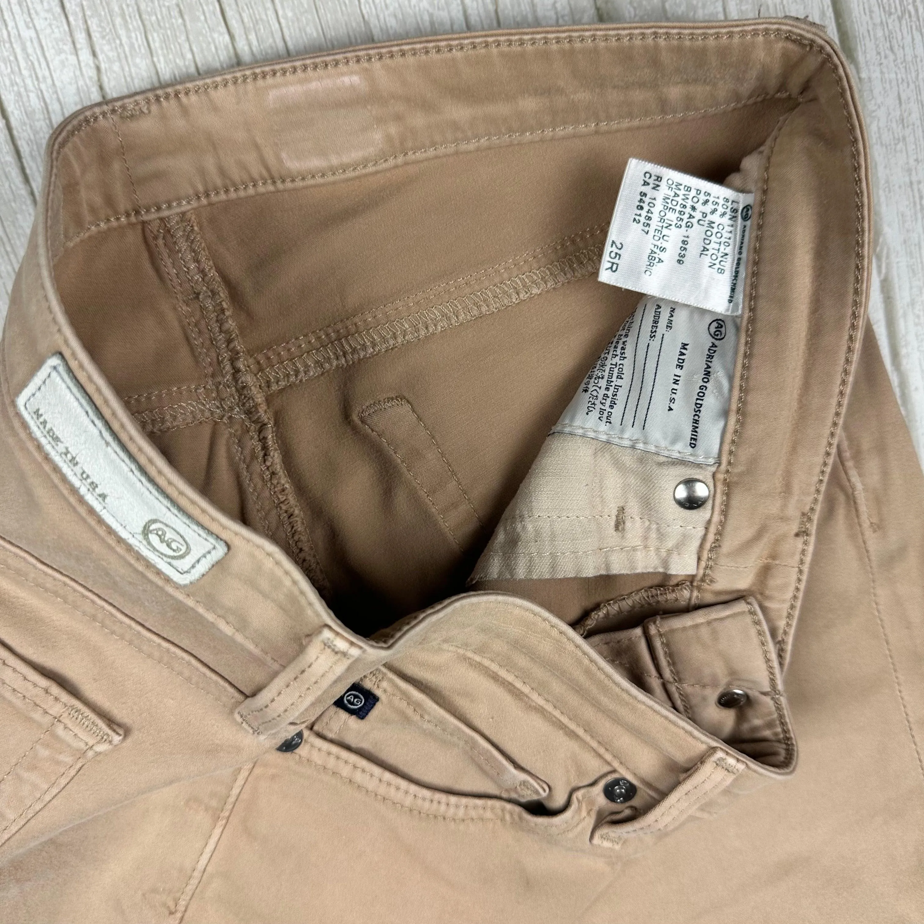 Adriano Goldschmied AG 'the Stilt' Slim Fit Beige Jeans- Size 25R