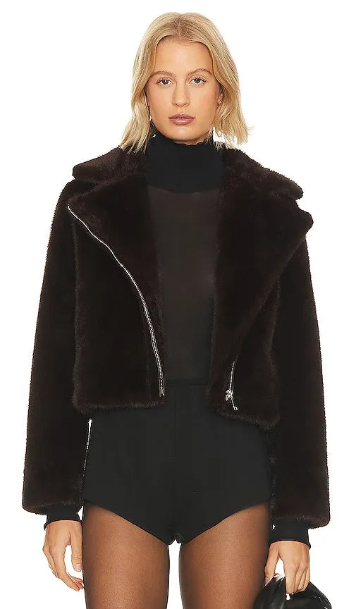 Adrienne Landau Faux Mink Jacket in Chocolate