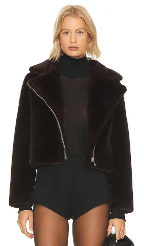 Adrienne Landau Faux Mink Jacket in Chocolate