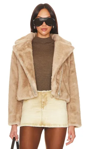 Adrienne Landau Faux Mink Jacket in Ivory