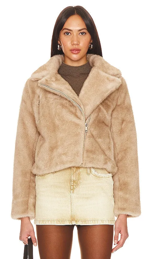 Adrienne Landau Faux Mink Jacket in Ivory
