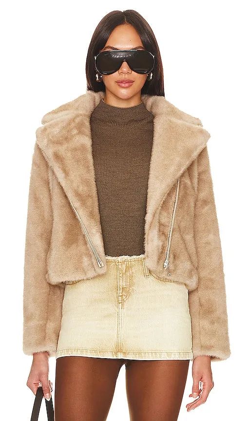 Adrienne Landau Faux Mink Jacket in Ivory