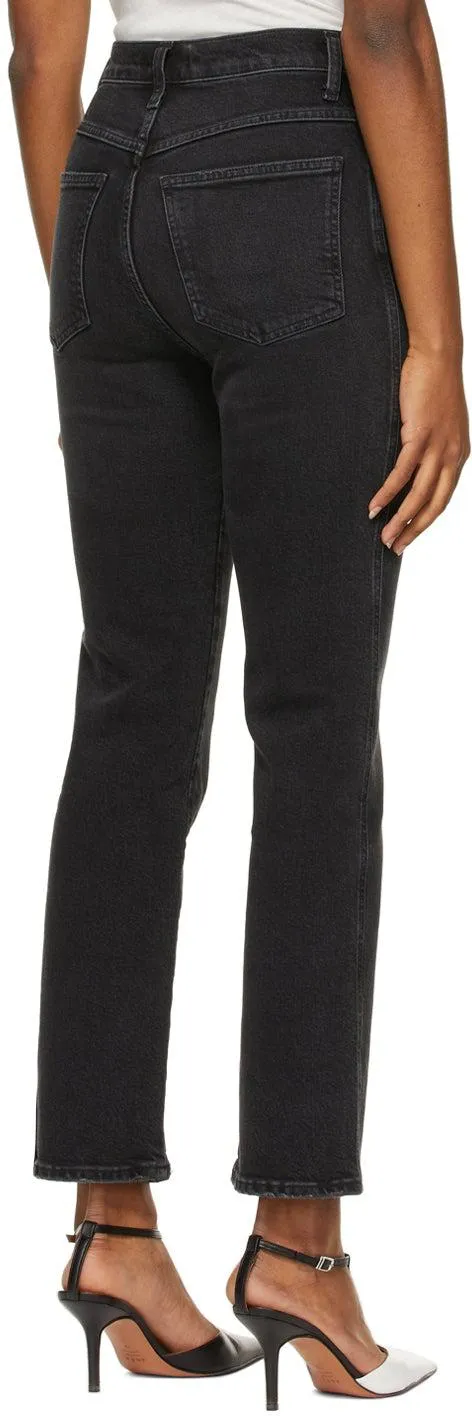 AGOLDE Black Pinch Waist High-Rise Kick Jeans