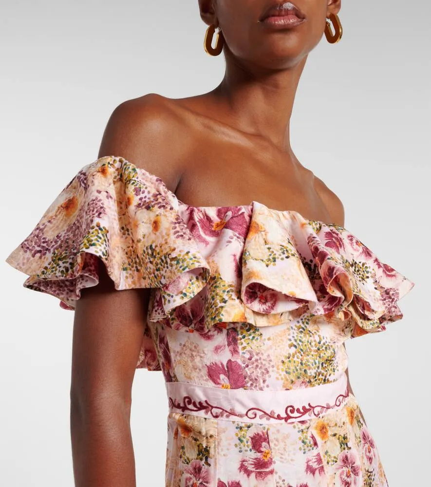 Agua by Agua Bendita Floral off-shoulder maxi dress