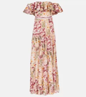 Agua by Agua Bendita Floral off-shoulder maxi dress