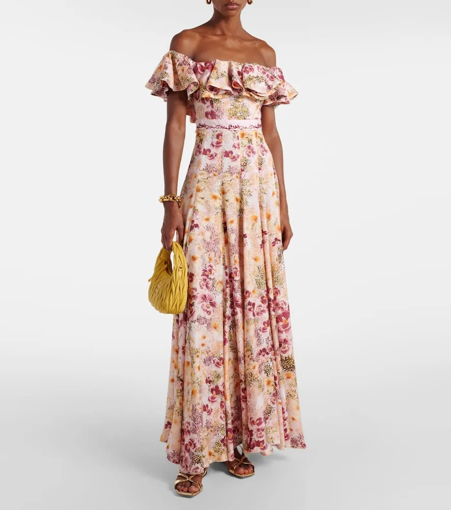 Agua by Agua Bendita Floral off-shoulder maxi dress