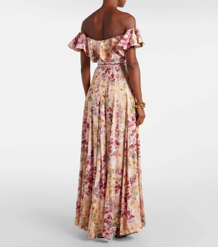 Agua by Agua Bendita Floral off-shoulder maxi dress