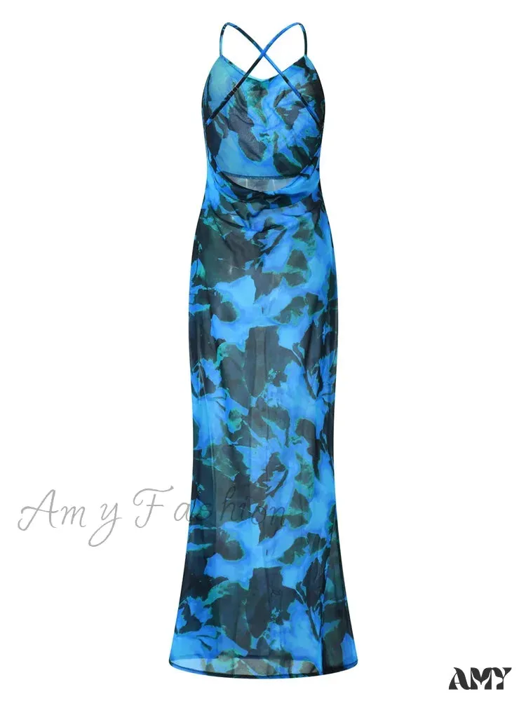 Amy Fashion - Women Summer Sling  Sexy Slim Sleeveless Backless Spaghetti Strap for Cocktail Party Beach Vestidos