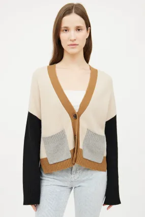 Beige & Black Cashmere Cardigan